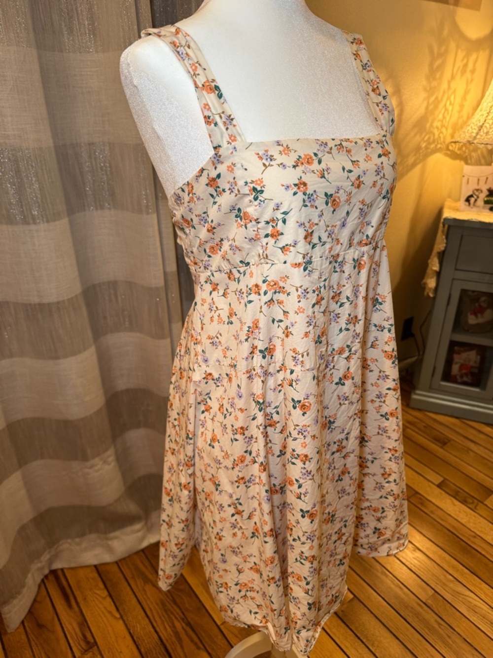 Altar'd State Cream Floral Sundress with Orange & Green Accents - Picture 2 of 9